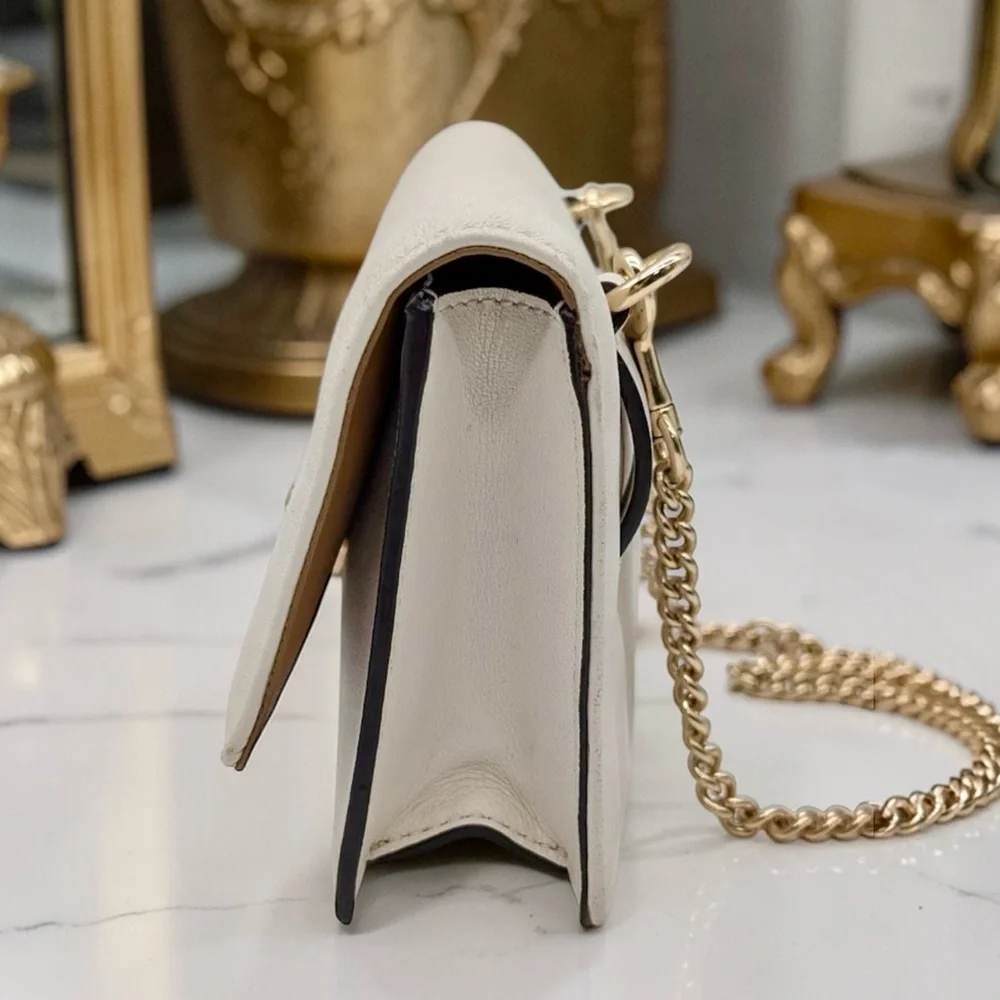 COACH Cream Linear Quilted Flap Belt Bag / Crossbody with Gold Chain - Picture 6 of 9